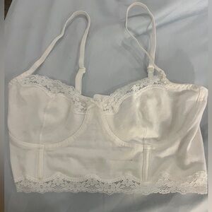 Brandy Melville White Lace Trim Bralette